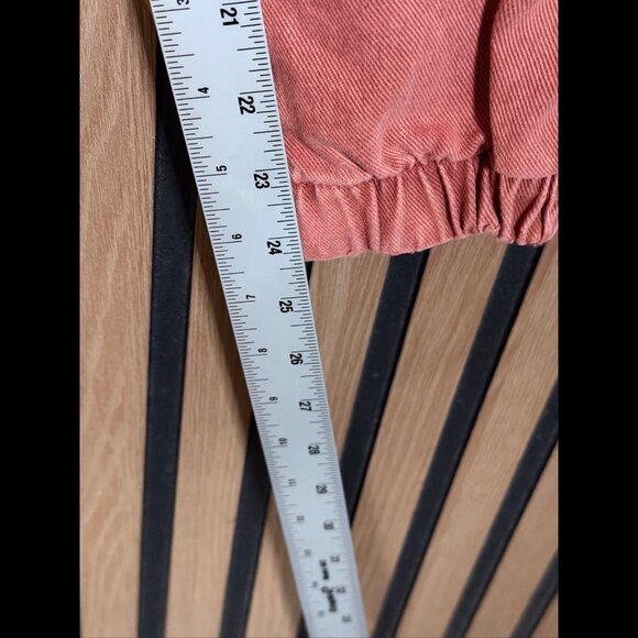Free People Trousers Small Womens Coral Pink Joggers Twill Cargo Stretch Wasit - Picture 5 of 9